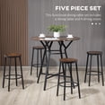 thumbnail image 4 of HOMCOM 5-Piece Bar Table and Chairs Set, Space Saving Dining Table with 4 Stools for Pub & Kitchen, Dark Brown, 4 of 10