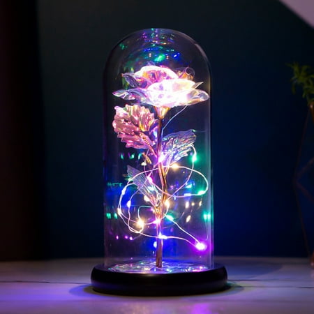 Birthday Gifts for Women,Womens Gifts for Christmas,Mom Gift for Xmas,1 Colorful Rainbow Artificial Flower Rose Light Up Rose in A Glass Dome,Flower Gifts for Her,Anniversary