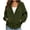 Army Green, variant on Qiopertar Hoodies for Women Zip Up Fleece Hoodie Long Sleeve Casual Oversized Sweatshirt Solid Color Drawstring Kangaroo Pocket Fall Winter Spring Tops Army Green L