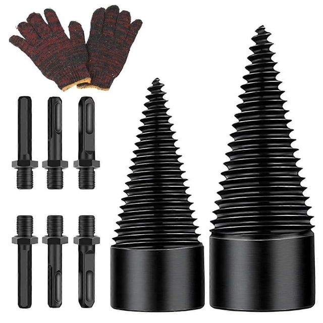 Firewood Log Splitter Drill Bit Removable Wood Splitting Drill Bit,32MM+42MM Heavy Duty Screw Cone Driver Wood Splitter