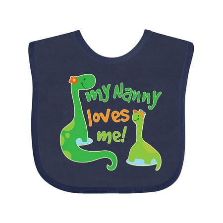 

Inktastic My Nanny Loves Me Grandson Dinosaur Gift Baby Boy Bib