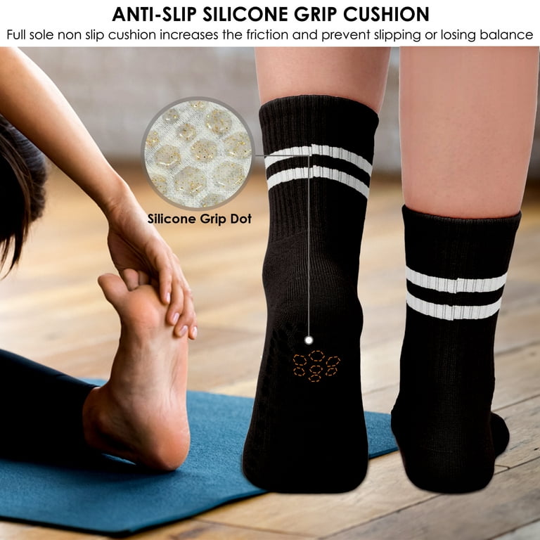 4 Pack Non Slip Grip Yoga Socks for Pilates, Barre, Home