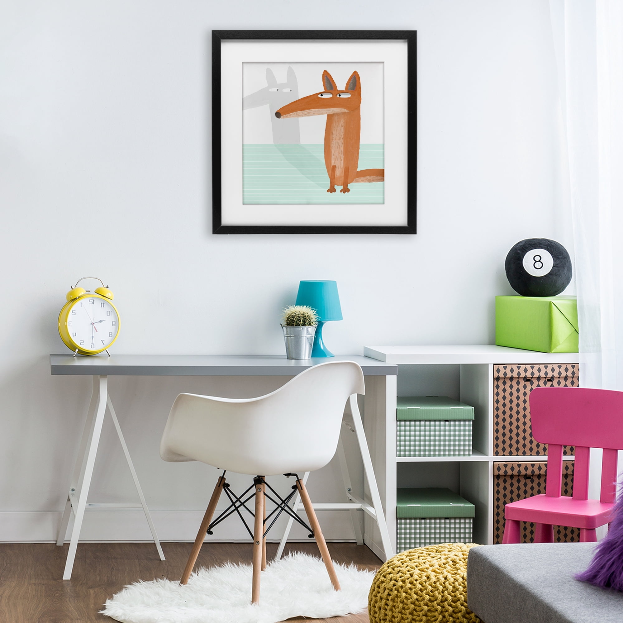 Stupell Industries Whimsical Fox Shadow Black Framed Print Under Glass, design by Carla Daly