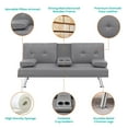 thumbnail image 2 of Aukfa Leather Futon Convertible Sofa Bed, Loveseat Couch for Home Office, 2 Cup Holders, Gray, 2 of 14
