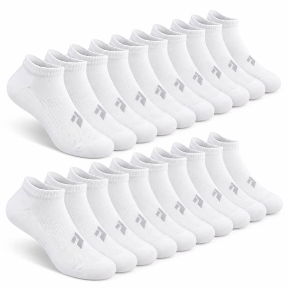 Athletic Ankle Socks for Adults 10 Pairs, Cushioned Comfort Socks, Breathable Mesh for Training & Everyday Wear, Size Medium