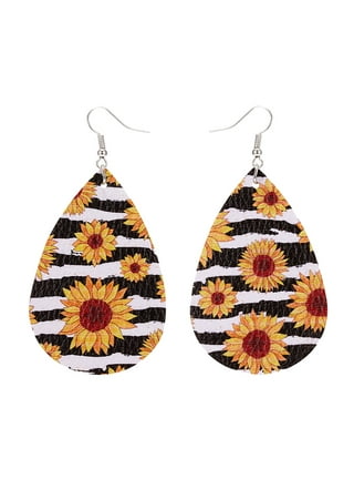 Sunflower leather earrings deals