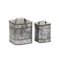 thumbnail image 2 of Square Metal Box with Lid and Handle, Set of Two, Weathered Gray, 2 of 3