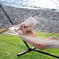 thumbnail image 3 of SUNCREAT Double Outdoor Hammock with Stand Included, Portable Cotton Rope 2 Person Hammock , Beige, 3 of 7