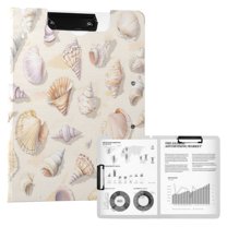 FORMRS A4 Clipboard Folder with Pen Holder Horizontal Foldable School Office Binder, Colorful Watercolor Seashells