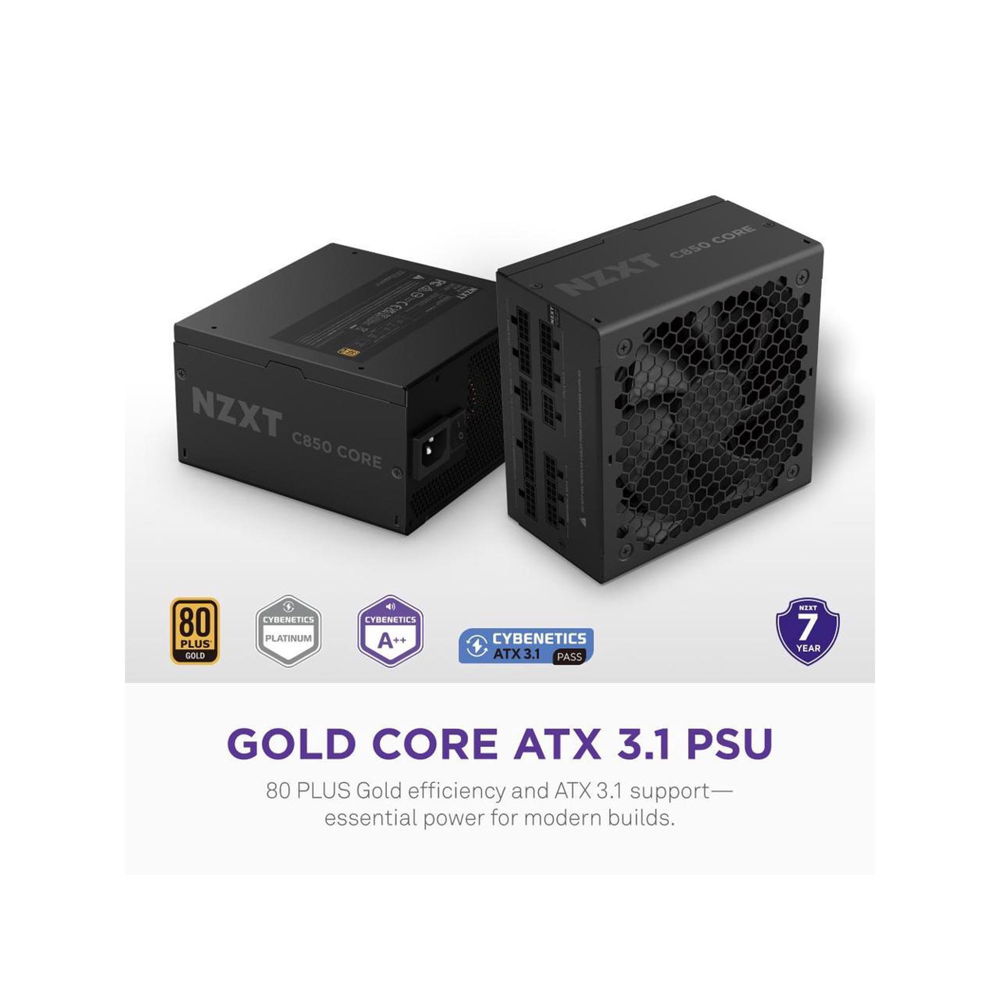 NZXT C850 Gold Core 80Plus Gold Fully-modular ATX 3.1 Power Supply, US Power Cord