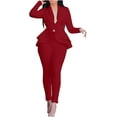 thumbnail image 2 of QIUYI Formal Pantsuits for Women Evening Party Wedding Guest 2 Piece Outfits Sets Work Office Casual Dressy Pant Suits, 2 of 5
