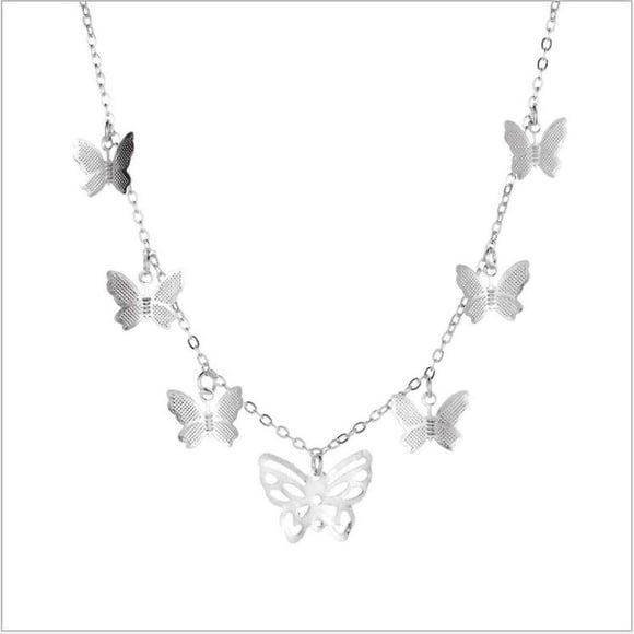 Butterfly Choker Necklace Dainty Chain Butterfly Pendant Necklace Simple Cute Necklace Fashion Jewelry For Women Girls (silver)