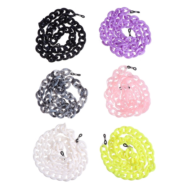 SHOWERORO 6Pcs Eyeglass Chains Women Stylish Assorted Color Plastic Decoration for Daily Use