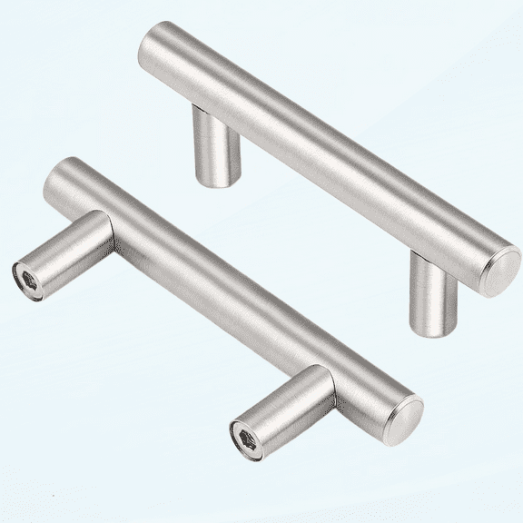 5 Pack|T Bar Cabinet Pulls Stainless Steel Kitchen Handles Chest Knobs 2.5 Inch Hole Centers Brushed Nickel, 4 Inch Overall Length