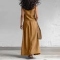 thumbnail image 5 of Womens Linen Look 2 Piece Sets With Sleeveless V Neck Vest And Side Slit Maxi Skirt Featuring Functional Pockets And Solid Color Brown XXL, 5 of 6