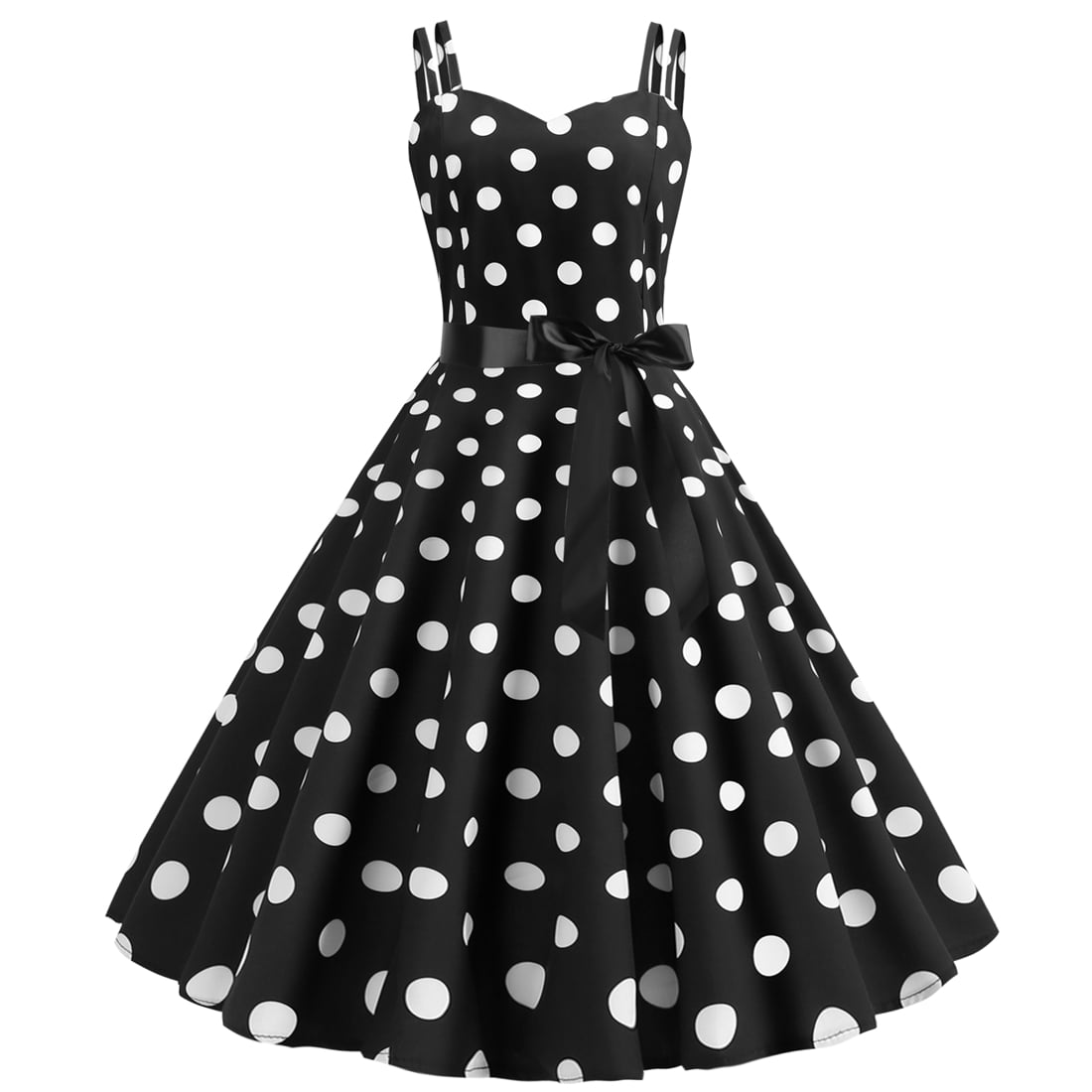 IBTOM CASTLE Women Vintage Polka Dots Spaghetti Strap Dress 1950s