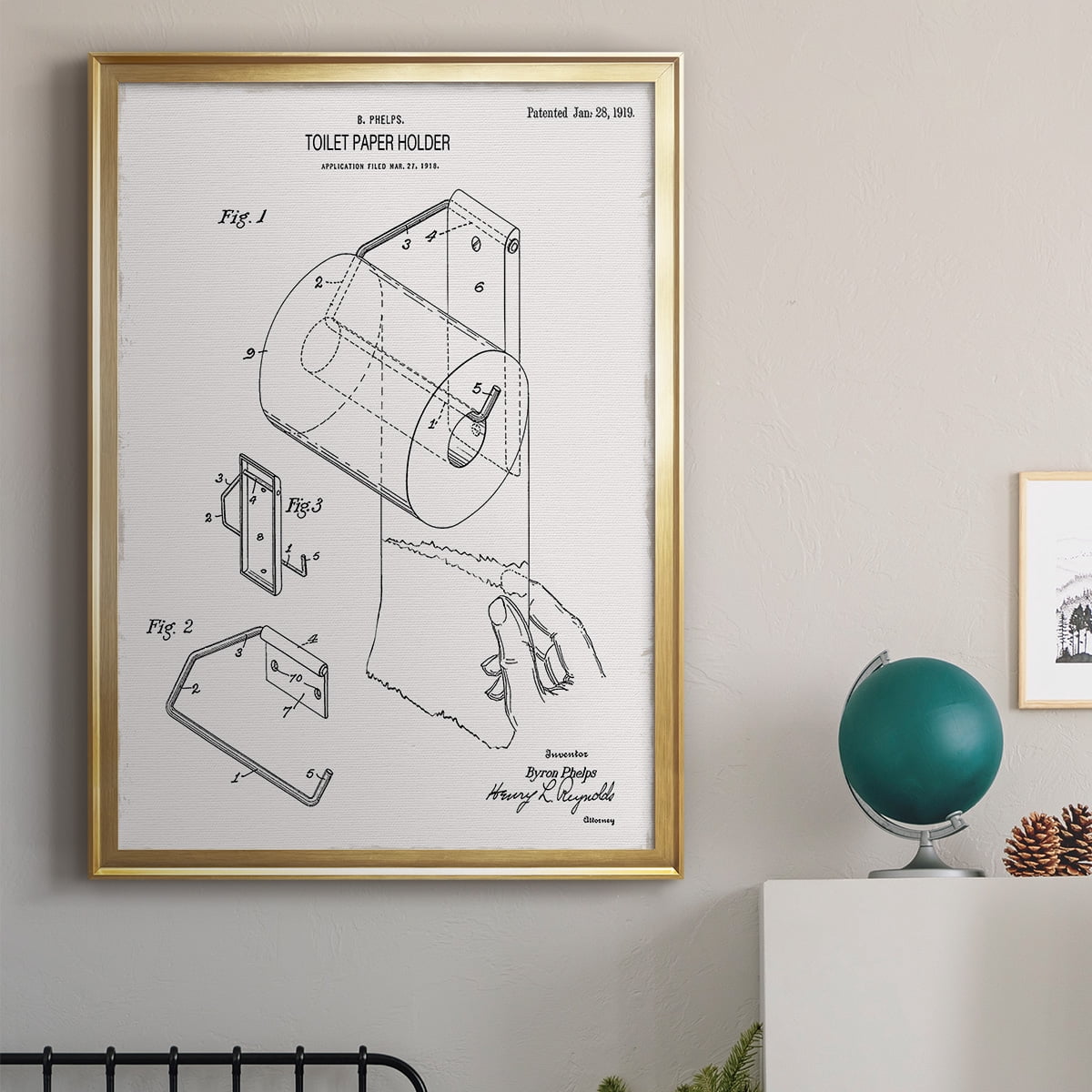 Toilet Paper Patent II Premium Classic Framed Print - Ready to Hang