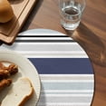 thumbnail image 3 of Blue Black Grey Striped Round Placemats Set of 8 for Dinning Tables,Heat-proof Braided Table Mats 15 Inch,Farmhouse Stripes Washable Place Mat for Kitchen Restaurant Party Decor Table Setting, 3 of 9