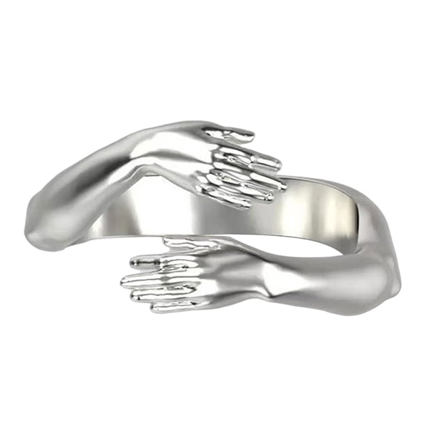 Qarigey Aleación anillo abierto estético boda fiesta favores nudillo mano joyería aniversario novias novios regalos decoración plata Type3 NO3 Qarigey AP001748-01