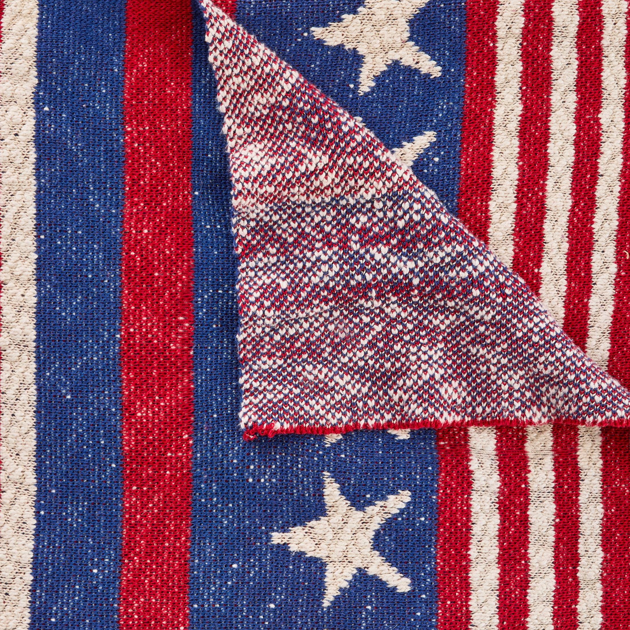 Lanwood Home Americana summer Knitted Throw Blanket, USA American Flag Oversize Throw, Herritage Stripe