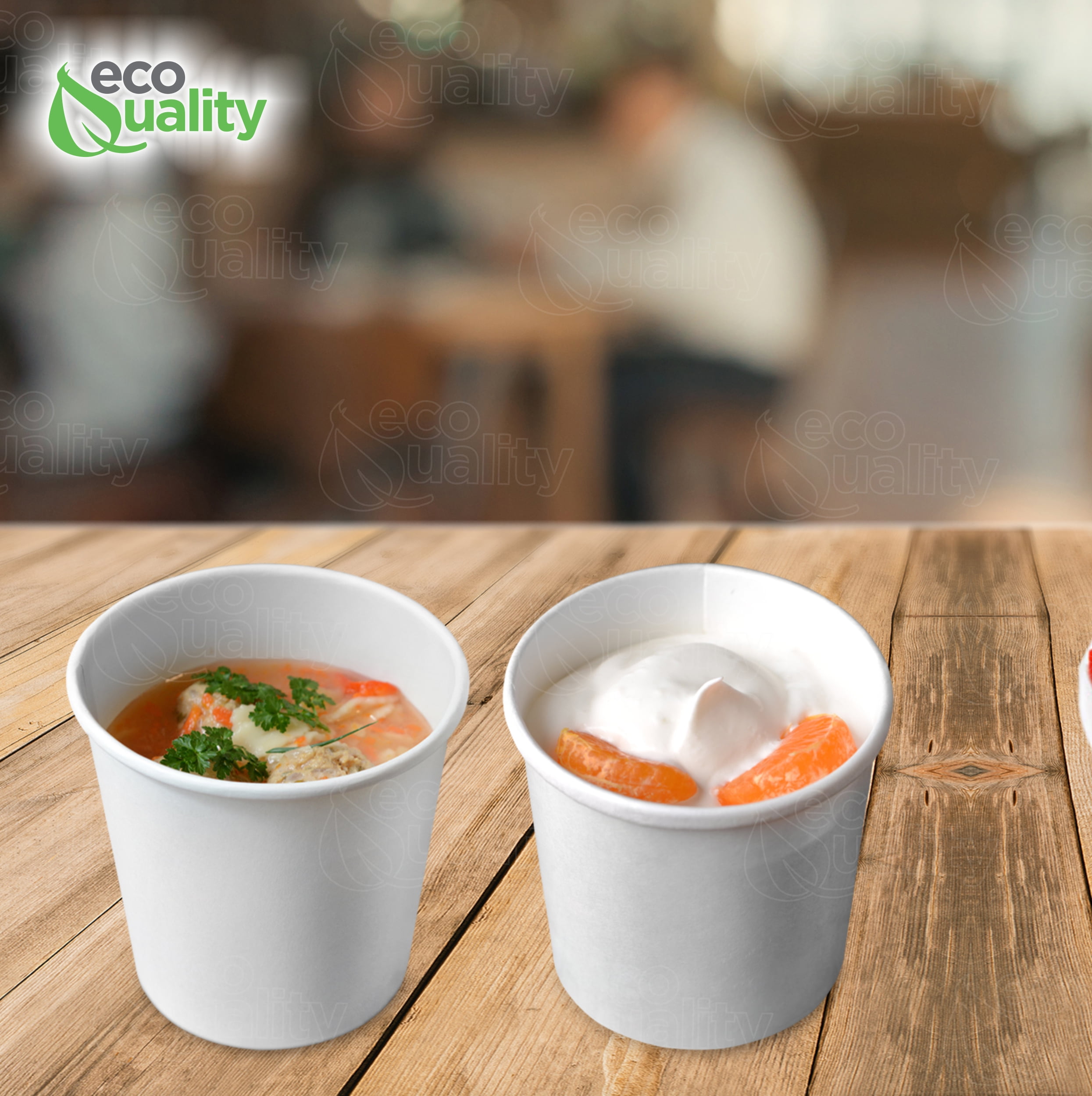 16oz Disposable White Paper Soup Containers Ice-Cream Paper Cup With V –  EcoQuality Store