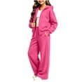 thumbnail image 2 of Bloomae Girls Hoodie Sweatsuit 2 Piece Full Zip Up Long Sleeve Hooded Sweatshirts and Elastic High Waist Wide Leg Jogger Sweatpants Trendy Cozy Athletic Tracksuit Sets, 2 of 8