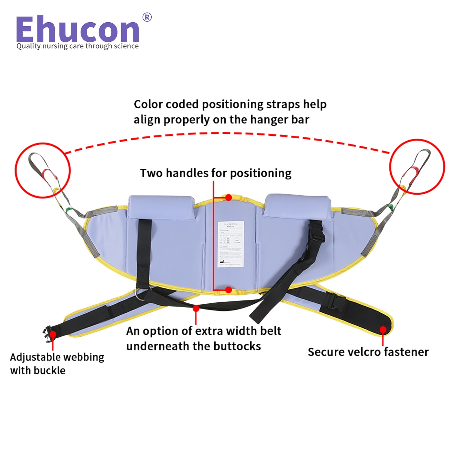Patient Lift Sling For Sit To Stand Lift - Padded Harness For Patient Transfers