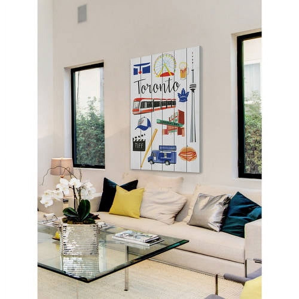 Marmont Hill "Travel Toronto" By Molly Rosner Painting Art Print On White Wood, 12.0" x 1.5"