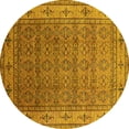 thumbnail image 1 of Ahgly Company Machine Washable Indoor Round Oriental Yellow Industrial Area Rugs, 5' Round, 1 of 1