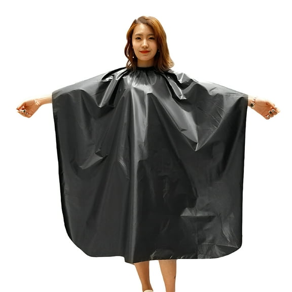 TELOLY Waterproof Cloth Haircut Cape Hair Cutting Cloak Barber Cape Haircut Gown for Adults Women Men (Black)