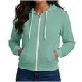 thumbnail image 2 of Dagugfen Sweatshirts for Women Full Zip Drawstring Hooded Long Sleeve Outerwear Sports Casual Jackets with Pockets(XL,Green), 2 of 7