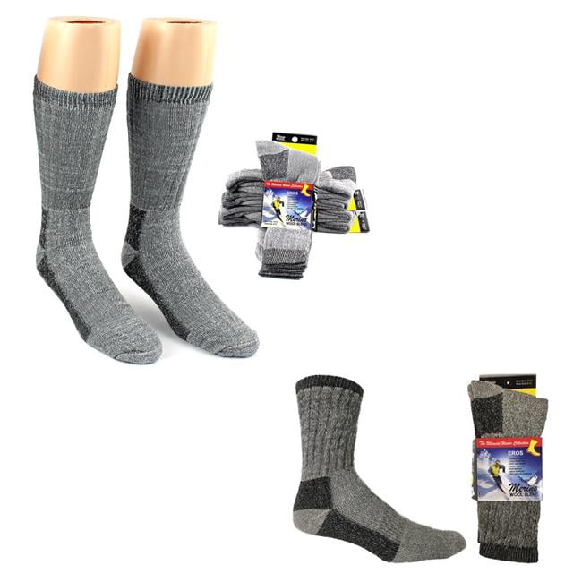 Eros 6004AW04BW Mens & Womens Thermal Merino Wool Crew Socks Gray