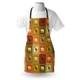 thumbnail image 3 of Safari Apron African Animals Pattern Silhouette Exotic Fauna Frame Vintage Illustration, Unisex Kitchen Bib Apron with Adjustable Neck for Cooking Baking Gardening, Brown and Black, by Ambesonne, 3 of 3