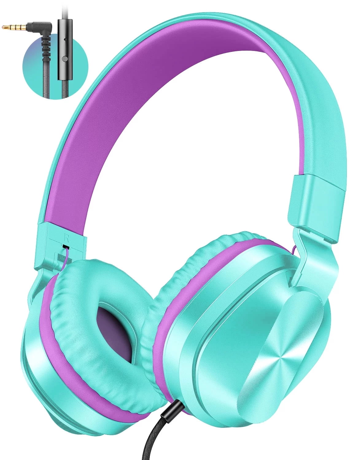 2Pack Kids Headphones for School, on Ear Headphones for Kids/Teens/School with 94dB Volume Limited Adjustable Stereo 3.5MM Jack Wire Cord for Fire Tablets/Travel/PC/Phones