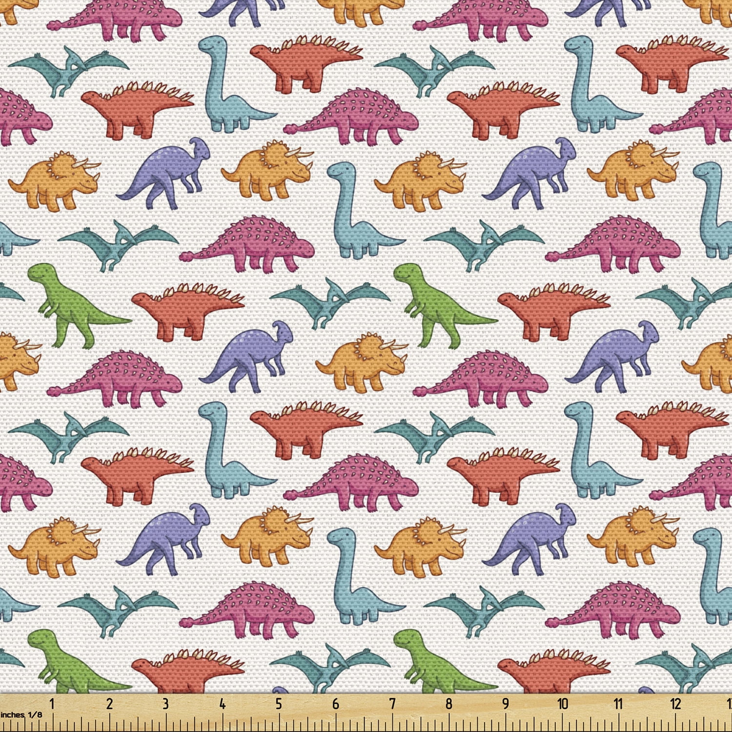 Dinosaur Fabric by the Yard Upholstery, Variety of Dinosaurs in Colorful  Cartoon Style Archeology Pattern Summer, Decorative Fabric for DIY and Home  Accents, 3 Yards, Multicolor by Ambesonne 