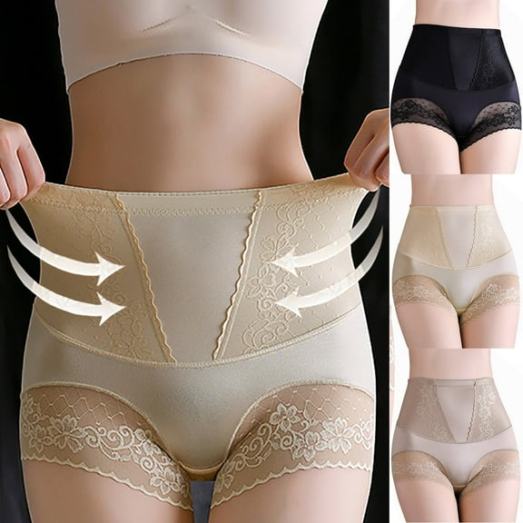 Kmdttou Womens Underwear Sexy Lace High Cut Panties Comfort Bikini Panty Stretch Underpants Breathable Ladies Briefs (Available in Plus Size) Beige-M