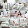 thumbnail image 5 of Geometric Sage Bedding Duvet Cover Set Twin Size 4 Pieces Green and Gray Stripes Soft Twill Plush Quilt Cover, Include 1 Duvet Cover 1 Flat Sheet And 2 Pillow, 5 of 7