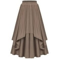 thumbnail image 2 of QATAINLAV Renaissance Skirts for Women Asymmetrical Flowy Hem Pleated Layered Long Skirt, Brown, XXXL, Mothers Day Gifts, 2 of 7