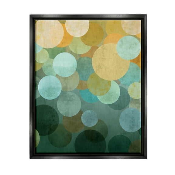 Stupell Industries Green Ombre Circles Pattern Abstract Painting Black Floater Framed Art Print Wall Art, 17 x 21