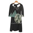 thumbnail image 2 of Hello Winter Robe Évasée Col Carré Robe Élégante Mode Féminine Imprimée Robe Verte Abstraite Verte Verte Profond Géométrique, 2 of 4