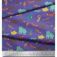 thumbnail image 2 of Soimoi Purple Silk Fabric Bird & Animals Cartoon Print Fabric by Yard 42 Inch Wide, 2 of 3