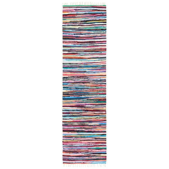 SAFAVIEH Rag Dania Striped Cotton Runner Rug, Multi, 2'3" x 11'