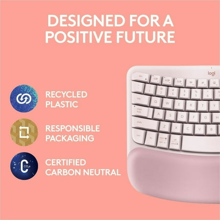 Logitech - Wave Keys Ergonomic Wireless Keyboard for Windows/Mac with Integrated Palm-rest - Rose