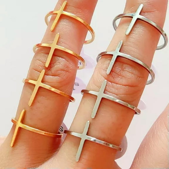 K-KED Wholesale 20pcs Sizes Assorted CROSS Ring Women's Jesus Delicate Jewelry Stainless Steel-mix
