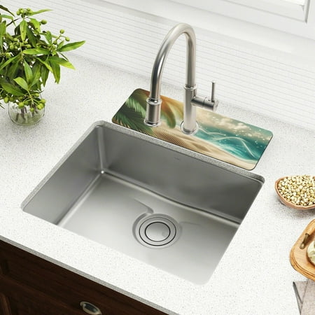 

Waves Beach Tree Faucet Mat for Kitchen Sink 15 Sink Splash Guard Mat Super Absorbent Fast Drying Drain Pad