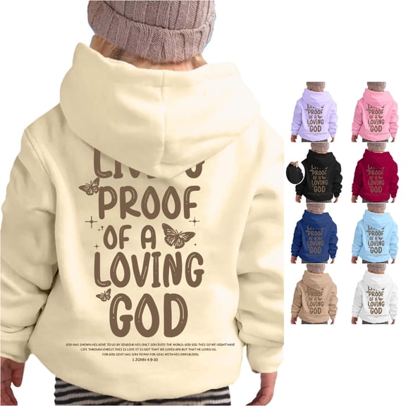 JAJAHO Kids Hoodies Boys Girls Letter Printed Oversized Long Sleeve Sweatshirts Fall Winter Pullover Tops 2-13Y