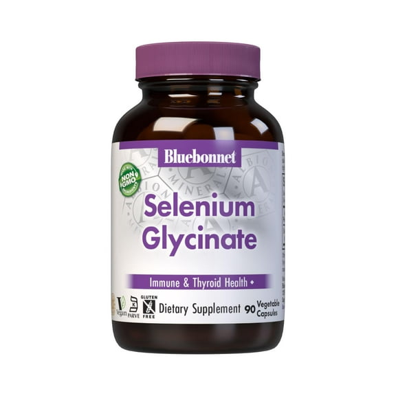Bluebonnet Albion Selenium Glycinate, Immune & Thyroid Health*, 90 Vegetable Caps, 90 Days