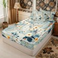 thumbnail image 3 of Manfei Botanical Flower Zipper Queen Comforter Set with Fitted Sheet and 2 Pillowcases,Spring Garden Zipper Bedding Set,Reversible, 3 of 7