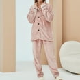 thumbnail image 2 of Homgro Women's Fuzzy Fleece Pajama Set Ladies 2 Piece Cozy Pjs Winter Warm Thermal Loose Baggy Soft Plush Lounge Set Fluffy Loungewear Button Down Long Sleeve Shirt Pants Set Pink 3X-Large, 2 of 5