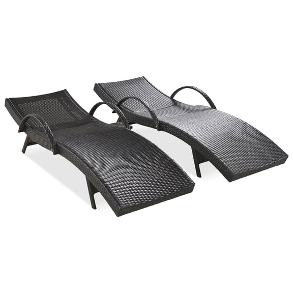 Historyli Go5H 80'' Outdoor Chaise Lounge Chairs Set Of 2, Patio Rattan Wicker Reclining Chair With Pull-out Side Table, Adjustable Backrest Ergonomic Design Pool Lounge Chairs